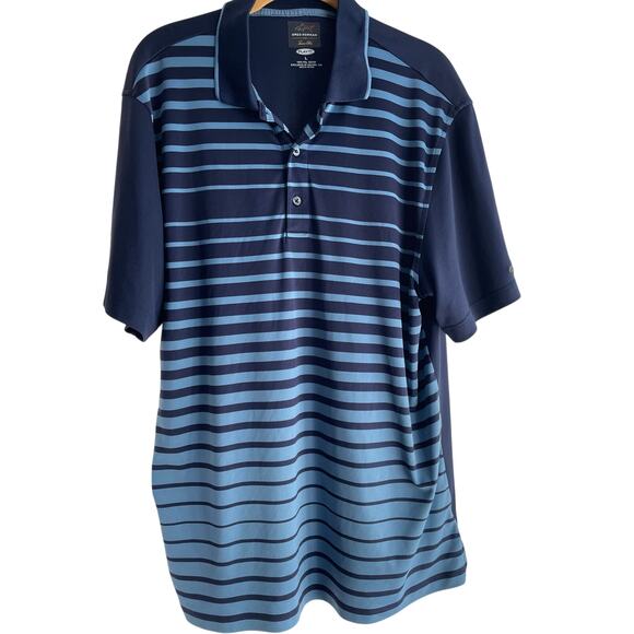 Greg Norman for Tasso Ella Men's Size L Dark Blue & Blue Stripes Golf Polo - Picture 1 of 6